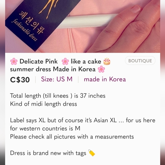 🌸 Delicate Pink 🌸 like a cake 🎂 summer dress Made in Korea 🌸 - Picture 10 of 10